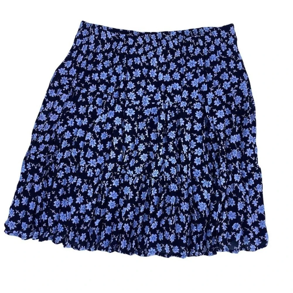 Express Women's‎ Floral Mini Skirt Blue Size S Elastic Waist